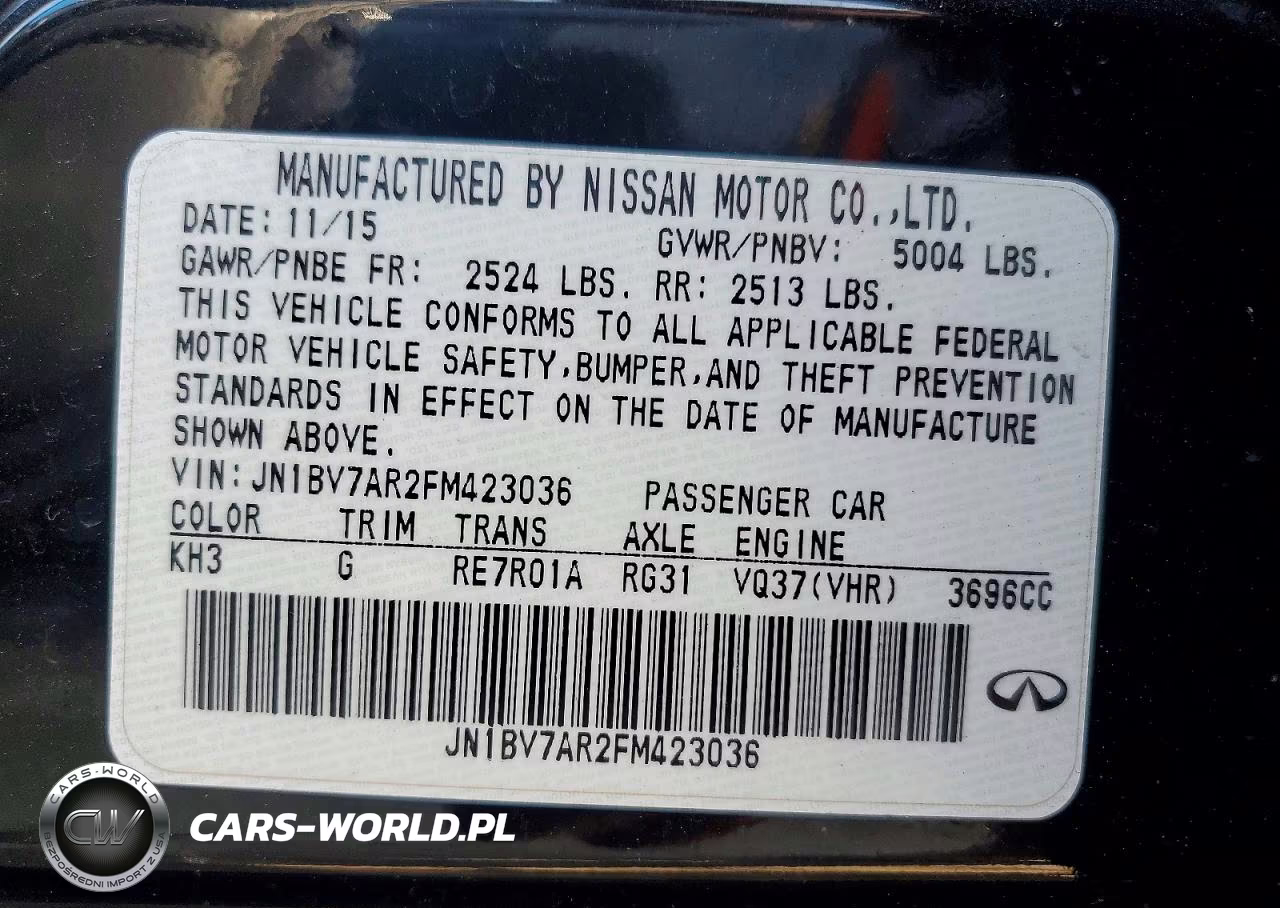 2015 Infiniti Q50 VIN:JN1BV7AR2FM423036 - 12