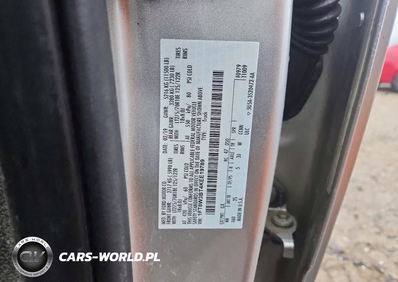 2019 Ford F350 Super Duty VIN:1FT8W3BT4KEE19789 - 12