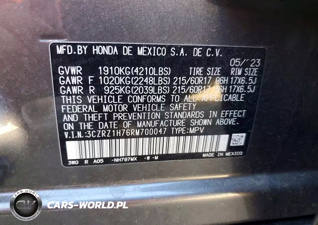 2024 Honda Hr-V Exl VIN:3CZRZ1H76RM700047 - 12