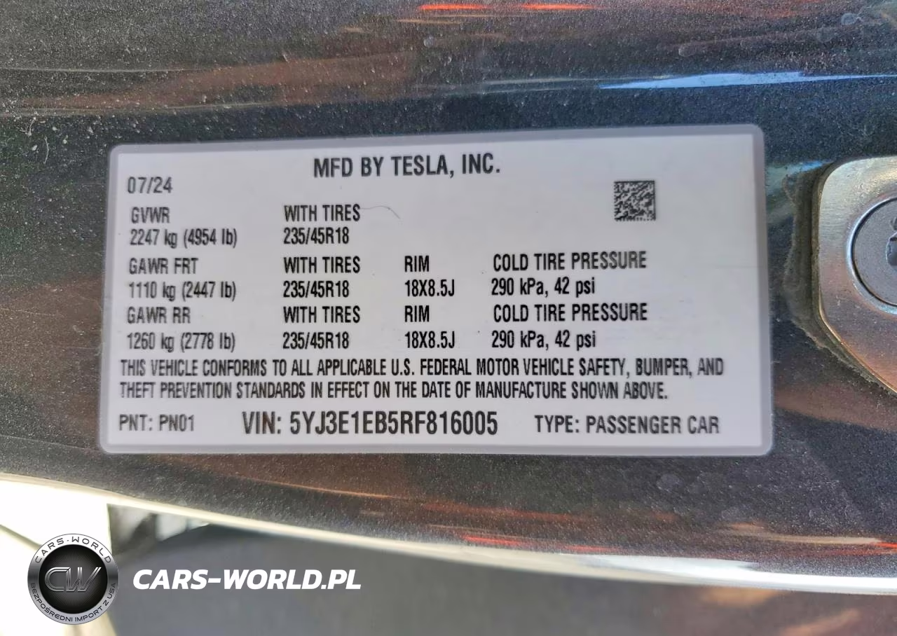 2024 Tesla Model 3 VIN:5YJ3E1EB5RF816005 - 12