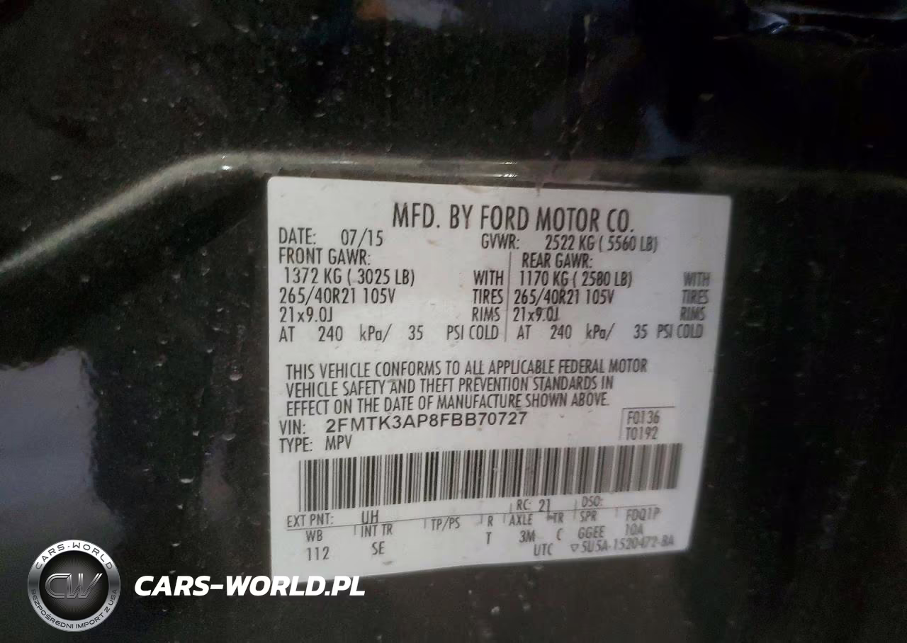 2015 Ford Edge Sport VIN:2FMTK3AP8FBB70727 - 14