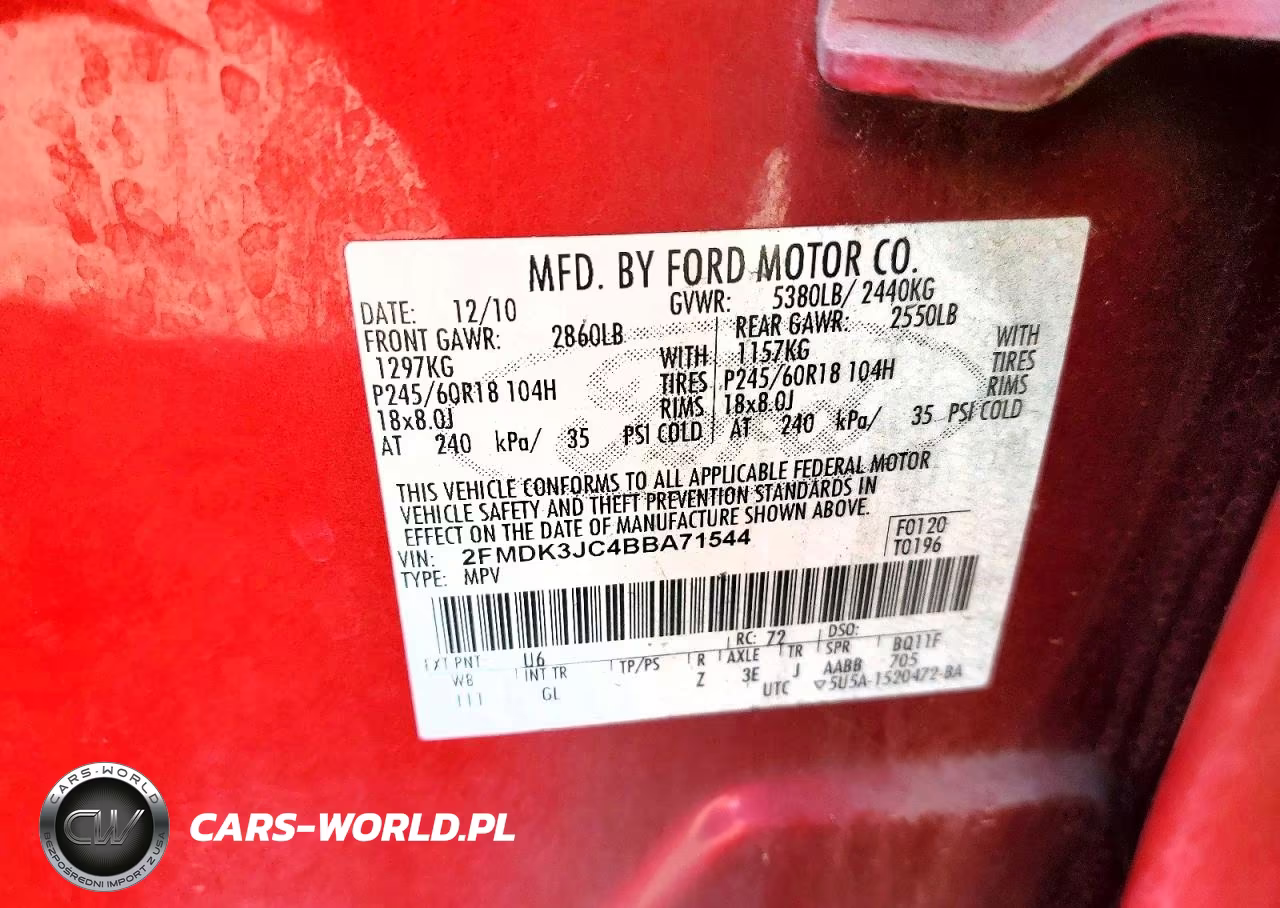 2011 Ford Edge Sel VIN:2FMDK3JC4BBA71544 - 12