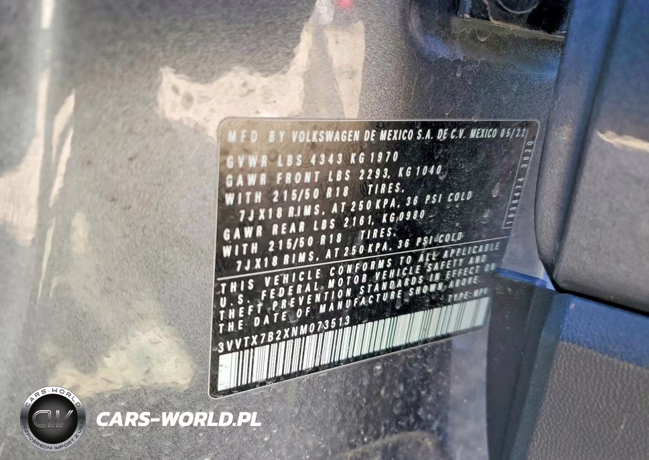 2022 Volkswagen Taos Se VIN:3VVTX7B2XNM073513 - 14