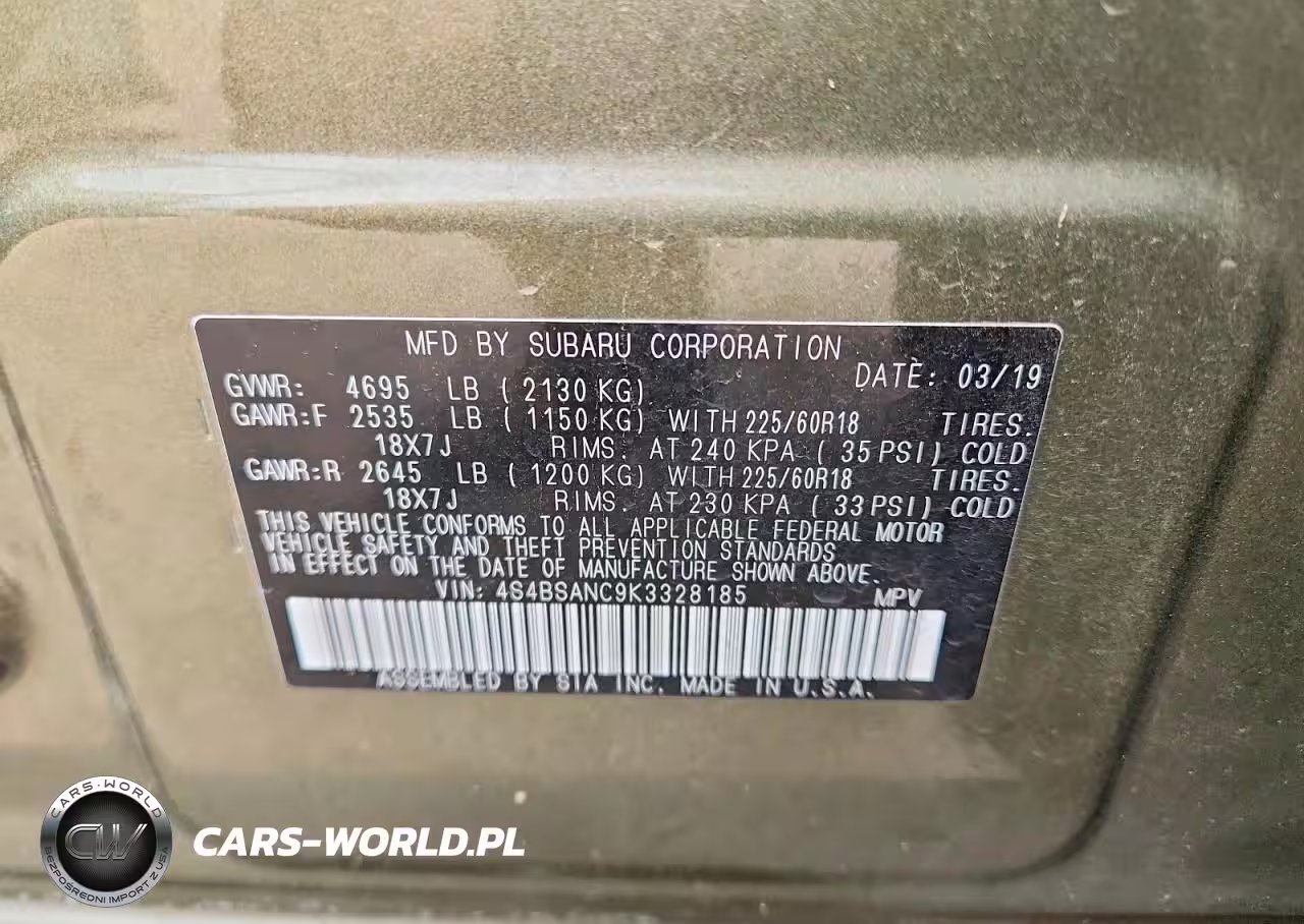 2019 Subaru Outback 2.5I Limited VIN:4S4BSANC9K3328185 - 13