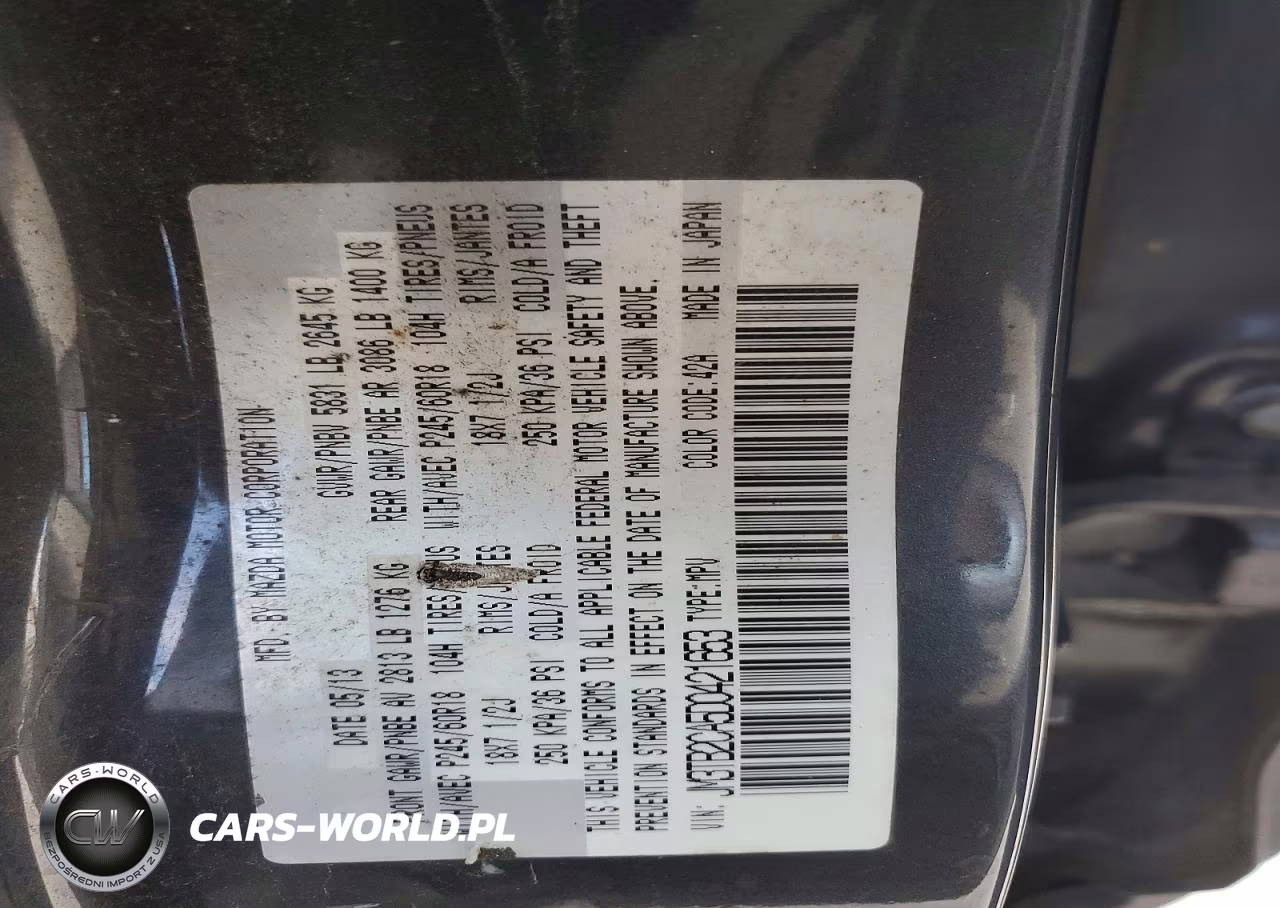 2013 Mazda Cx-9 Touring VIN:JM3TB2CA5D0421653 - 14