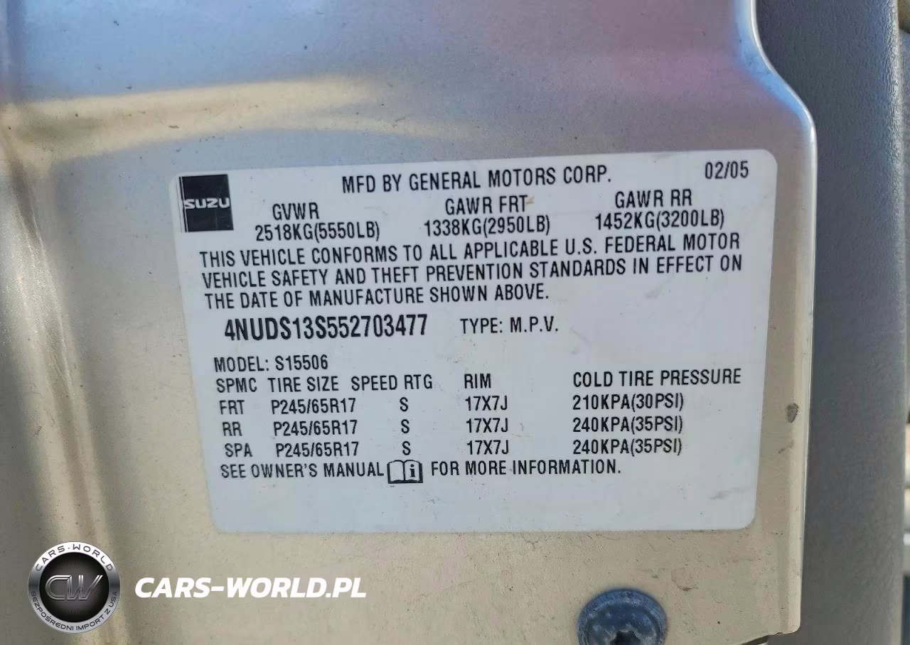 2005 Isuzu Ascender S VIN:4NUDS13S552703477 - 12
