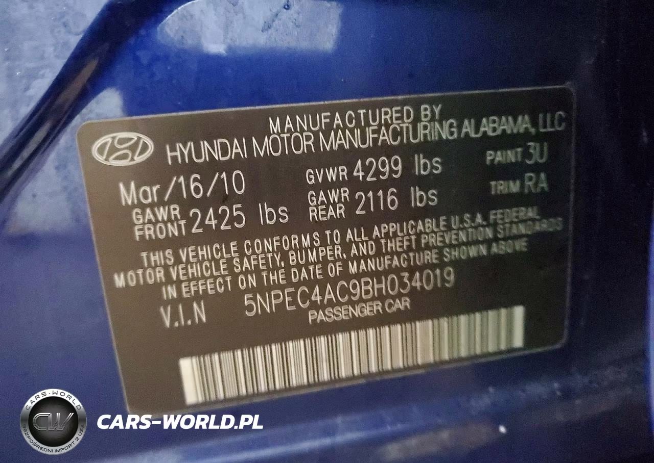 2011 Hyundai Sonata Se VIN:5NPEC4AC9BH034019 - 13