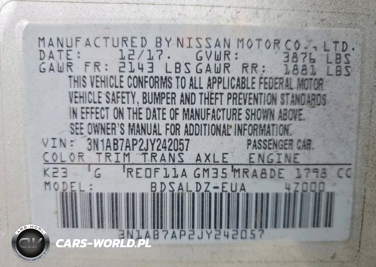 2018 Nissan Sentra Sv VIN:3N1AB7AP2JY242057 - 13