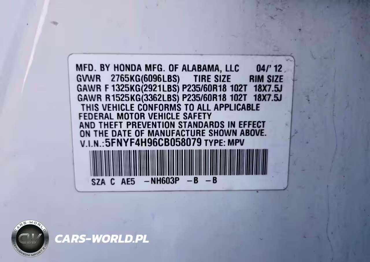 2012 Honda Pilot Touring VIN:5FNYF4H96CB058079 - 13