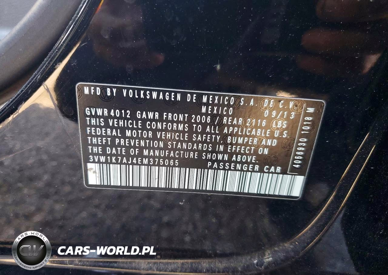 2014 Volkswagen Jetta Base VIN:3VW1K7AJ4EM375065 - 13