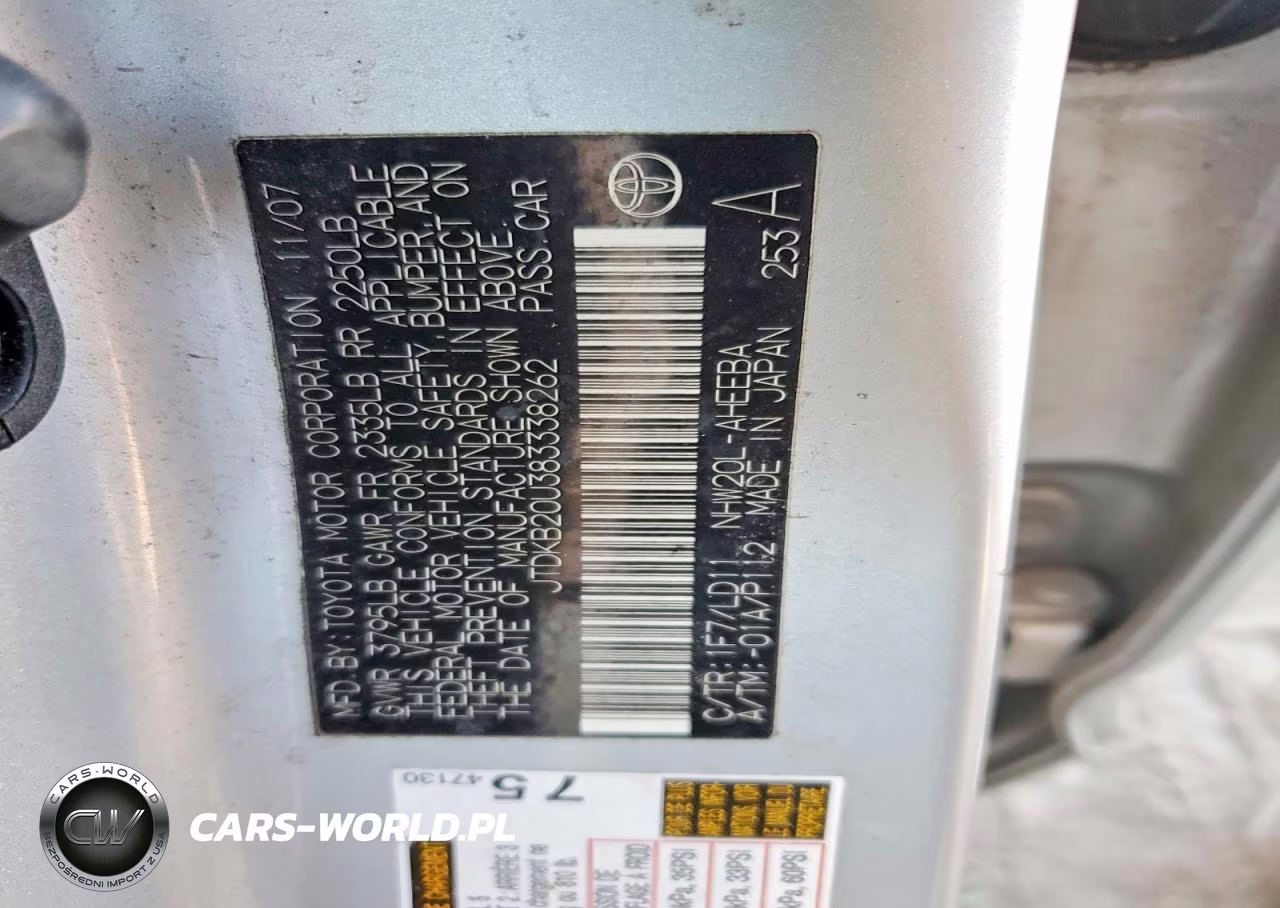 2008 Toyota Prius VIN:JTDKB20U383338262 - 12