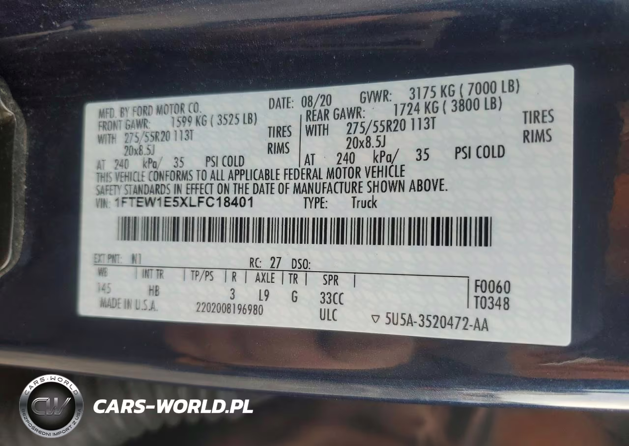 2020 Ford F150 Supercrew VIN:1FTEW1E5XLFC18401 - 12