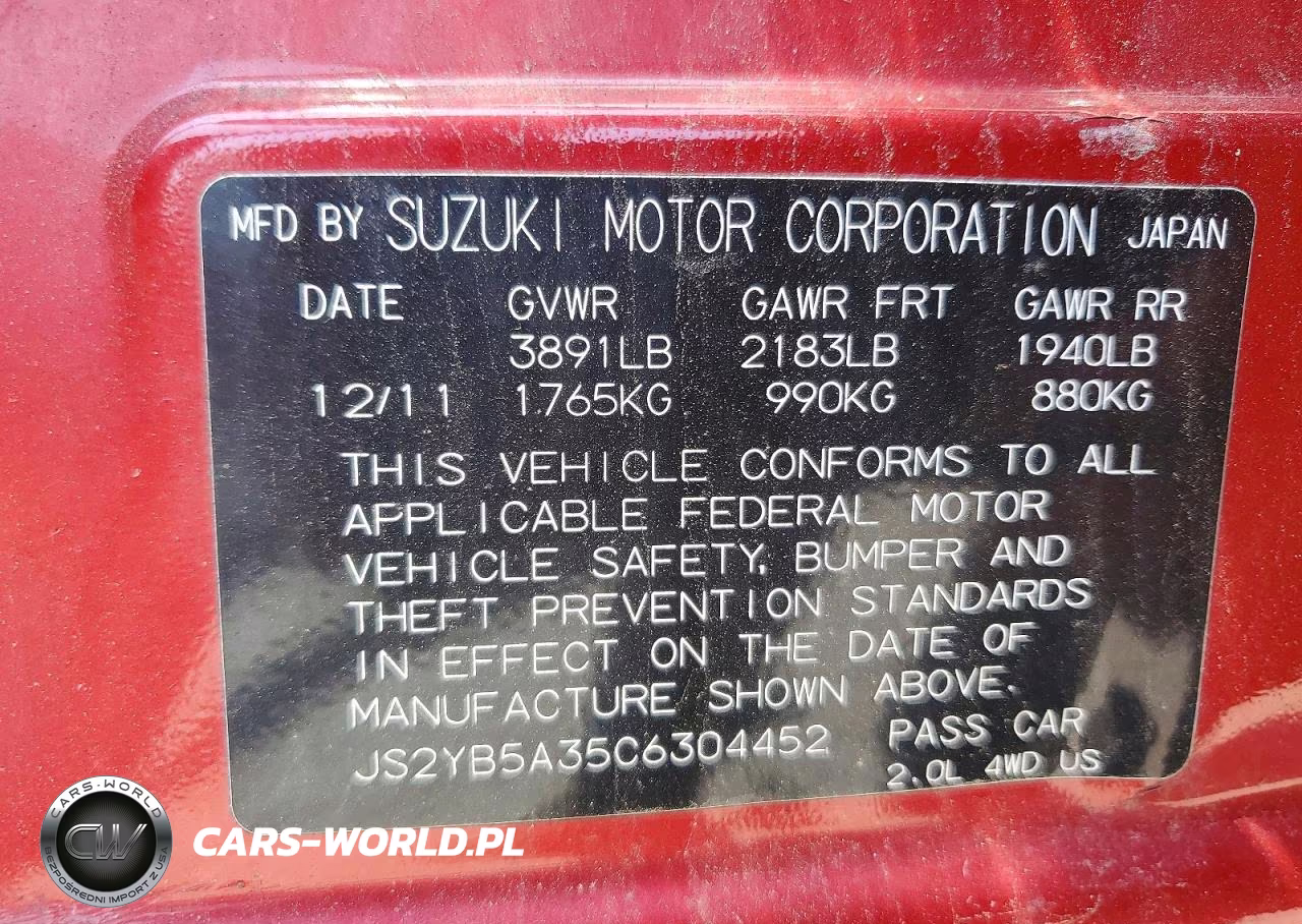 2012 Suzuki Sx4 VIN:JS2YB5A35C6304452 - 12