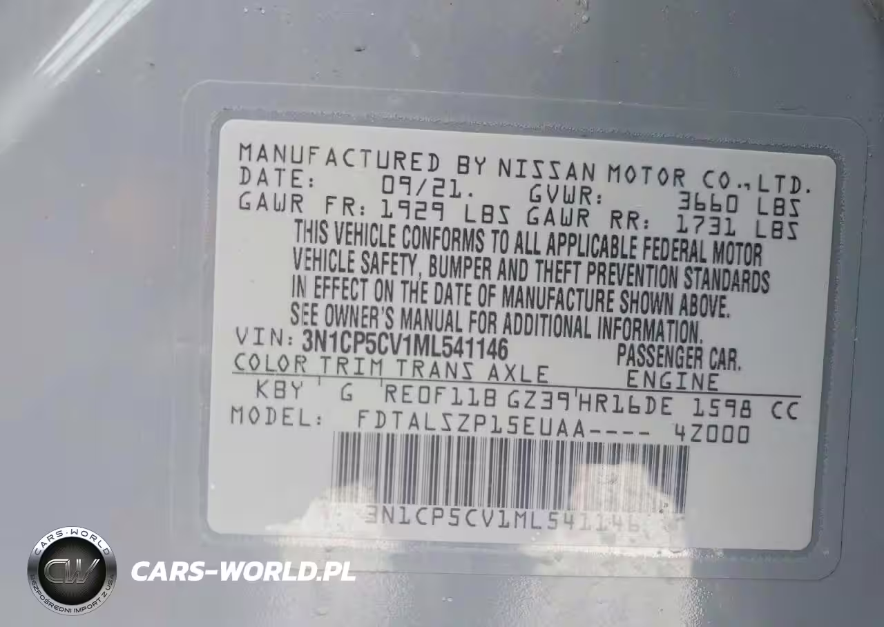 2021 Nissan Kicks Sv VIN:3N1CP5CV1ML541146 - 13