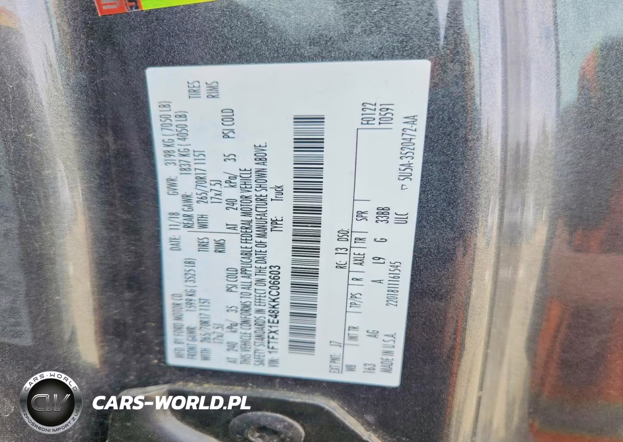 2019 Ford F150 Super Cab VIN:1FTFX1E48KKC06603 - 12
