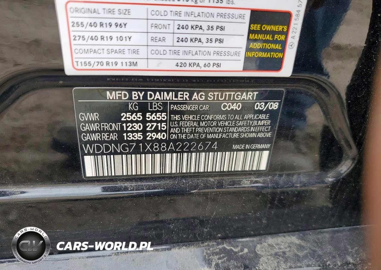 2008 Mercedes-Benz S 550 VIN:WDDNG71X88A222674 - 13