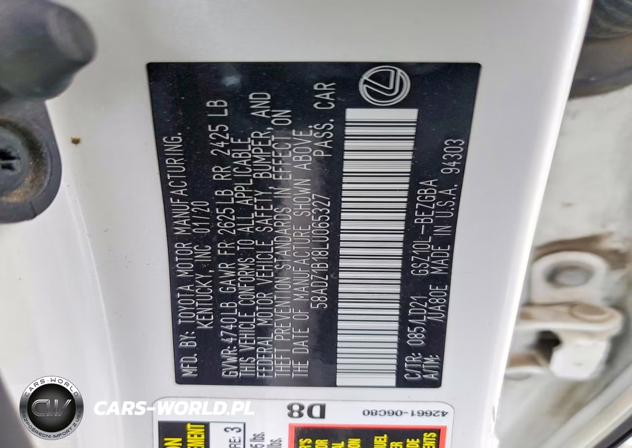 2020 Lexus Es 350 Base VIN:58ADZ1B18LU065327 - 12