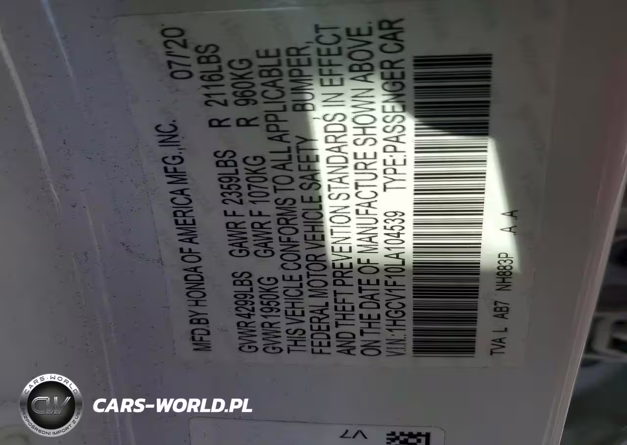 2020 Honda Accord Lx VIN:1HGCV1F10LA104539 - 13