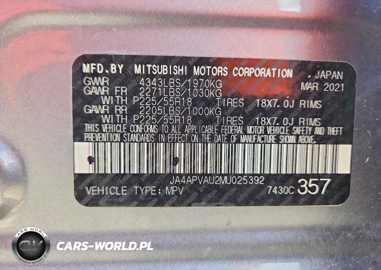 2021 Mitsubishi Outlander Sport Se VIN:JA4APVAU2MU025392 - 14