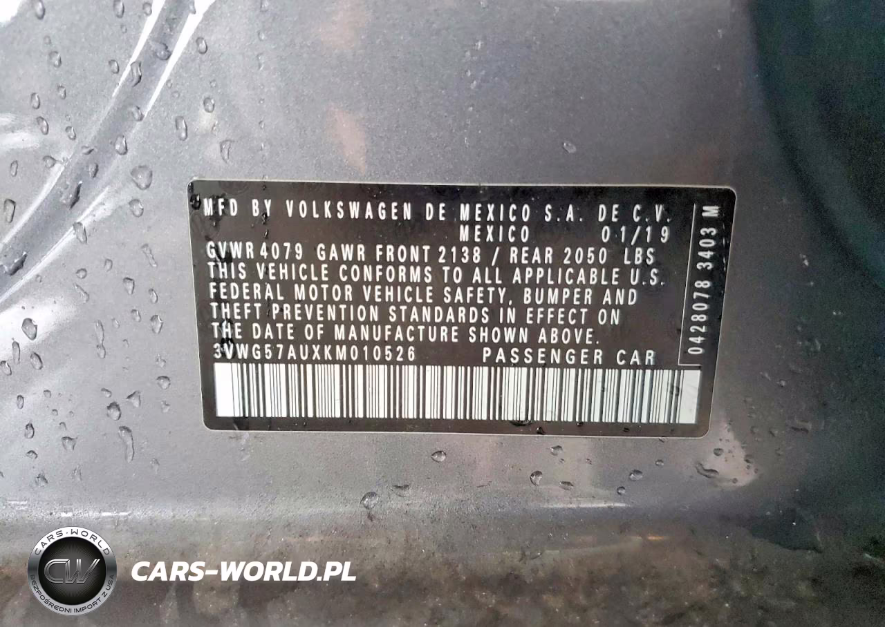 2019 Volkswagen Golf S VIN:3VWG57AUXKM010526 - 12