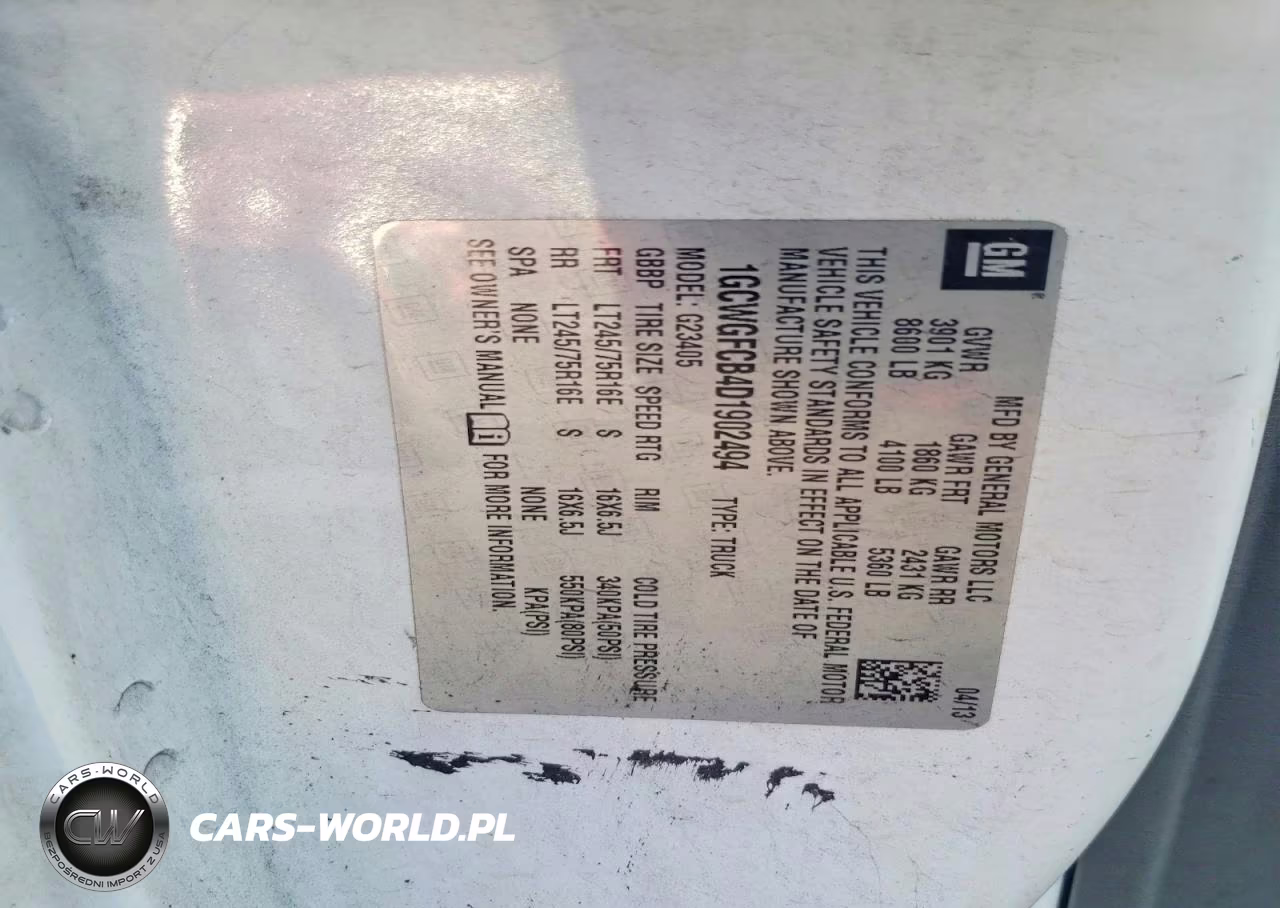 2013 Chev Express Cargo 2500 1 VIN:1GCWGFCB4D1902494 - 13