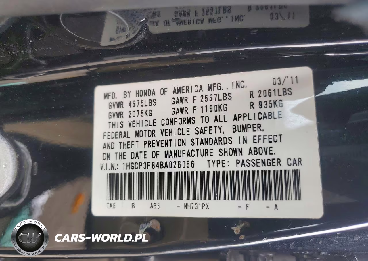 2011 Honda Accord Exl VIN:1HGCP3F84BA026056 - 12