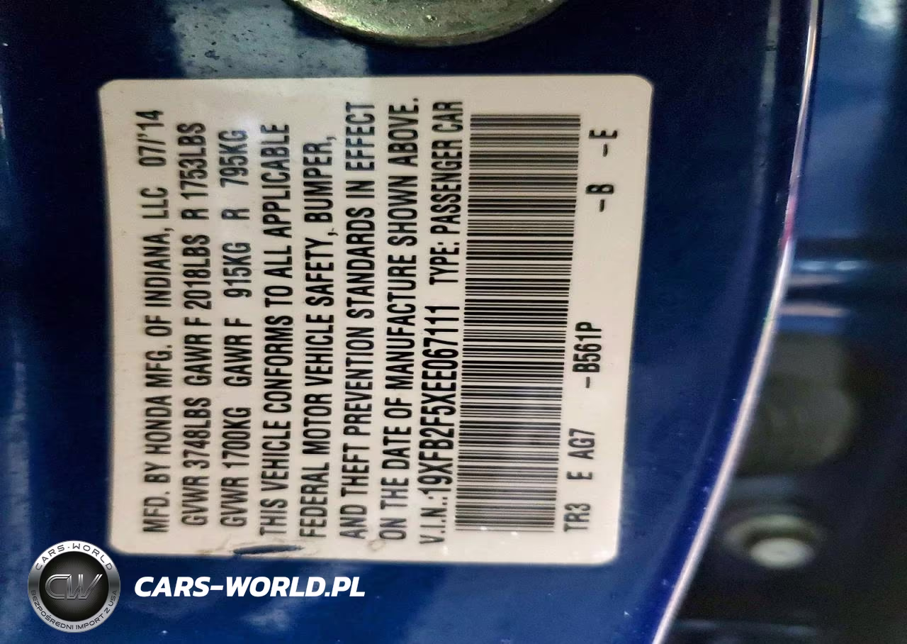 2014 Honda Civic Lx VIN:19XFB2F5XEE067111 - 13