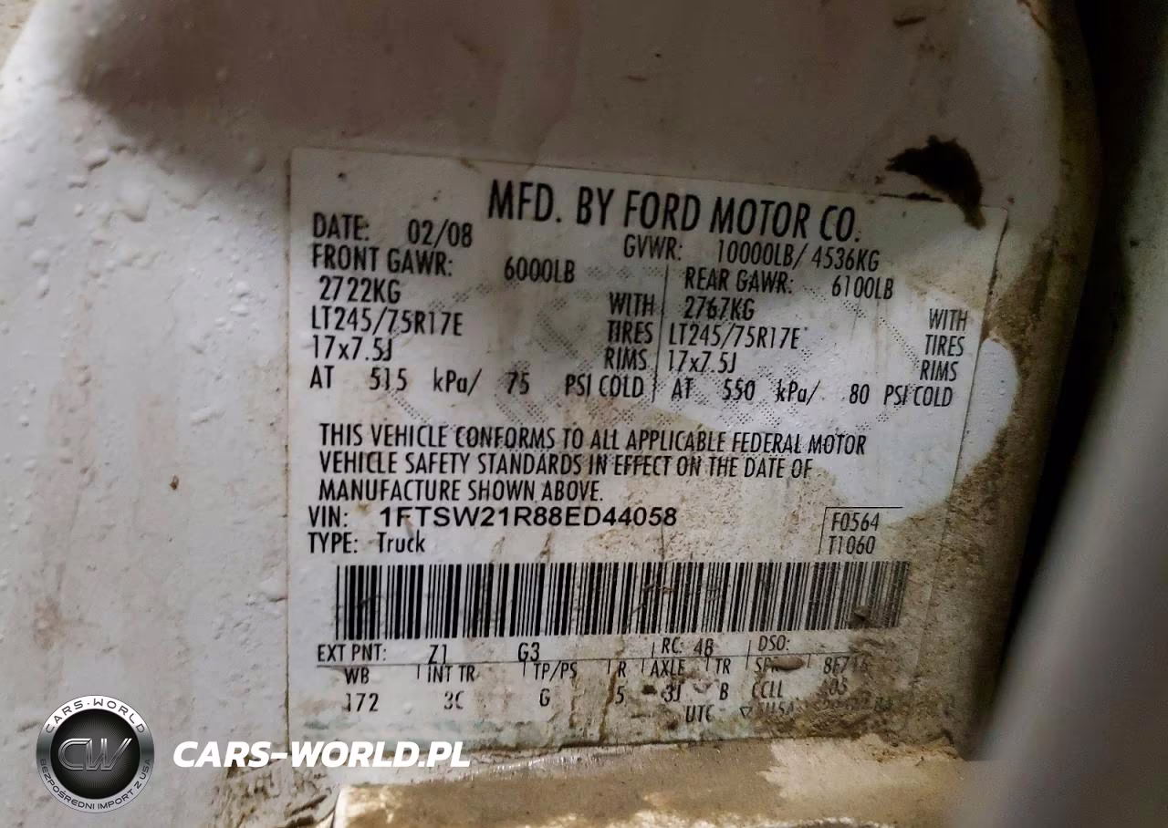 2008 Ford F250 Super Duty VIN:1FTSW21R88ED44058 - 12