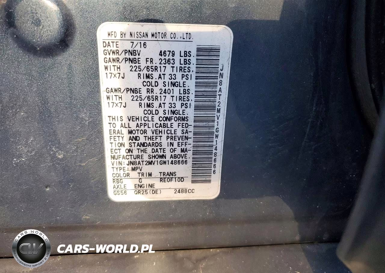 2016 Nissan Rogue Sv VIN:JN8AT2MV1GW148666 - 13