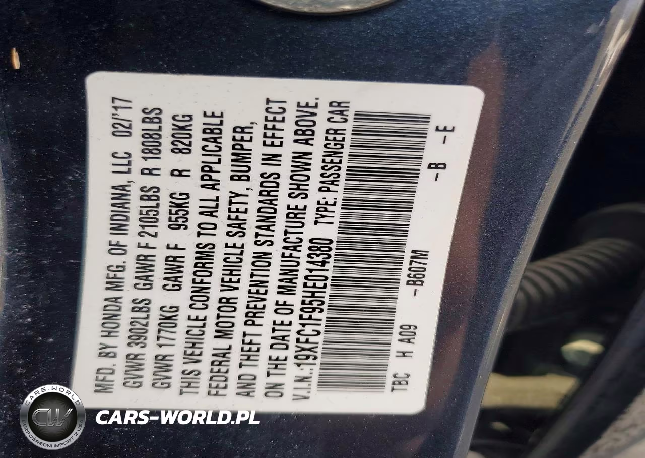 2017 Honda Civic Touring VIN:19XFC1F95HE014380 - 12