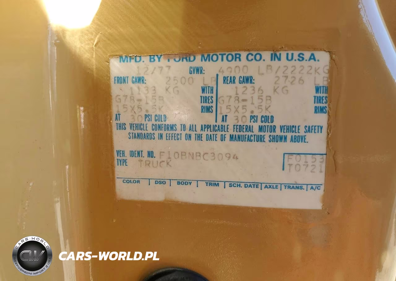 1978 Ford F100 VIN:F10BNBC3094 - 12