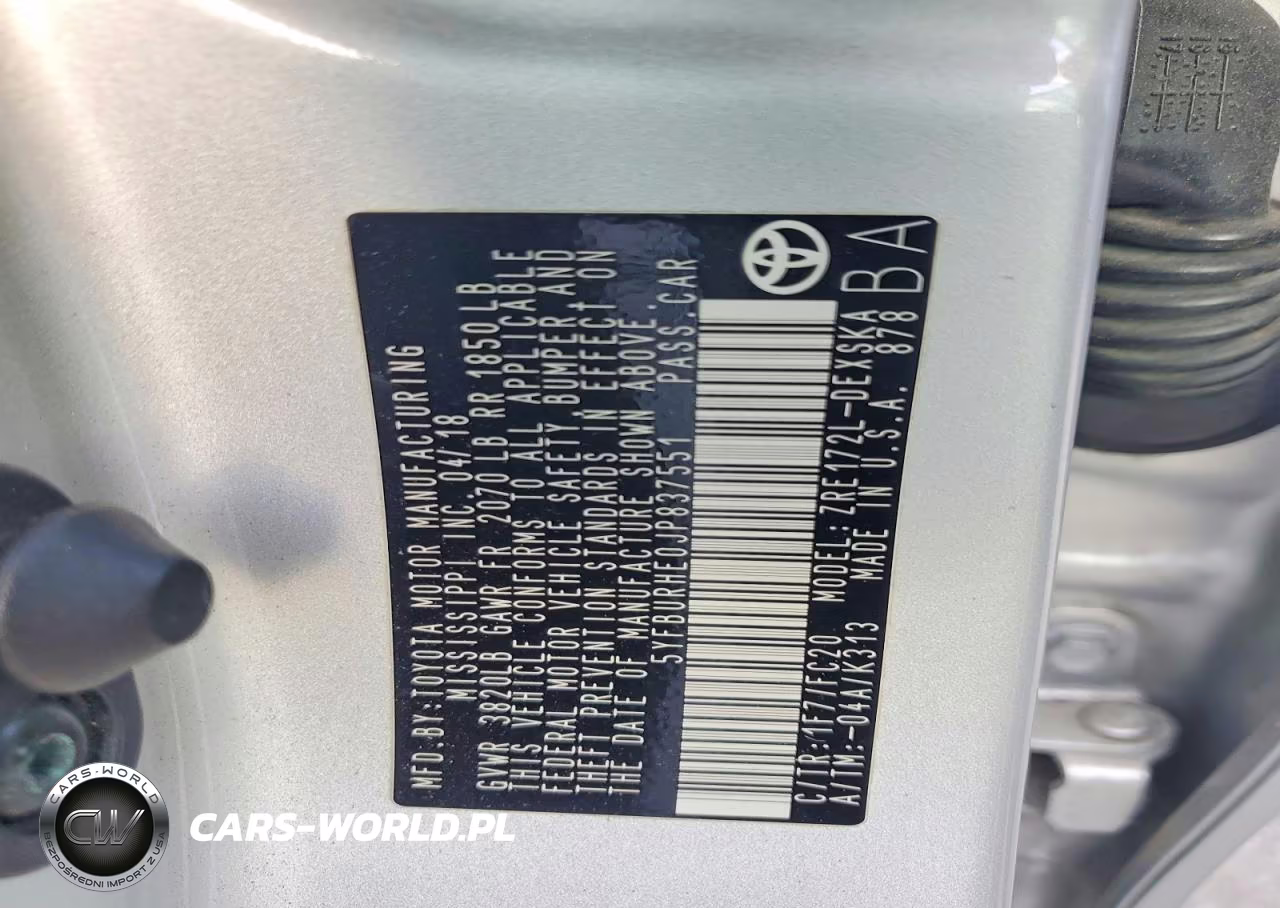 2018 Toyota Corolla Se VIN:5YFBURHE0JP837551 - 12