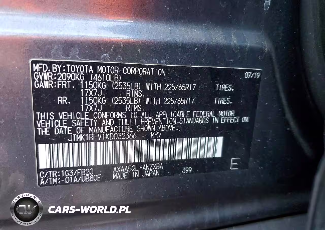 2019 Toyota Rav4 Le VIN:JTMK1RFV1KD032366 - 14