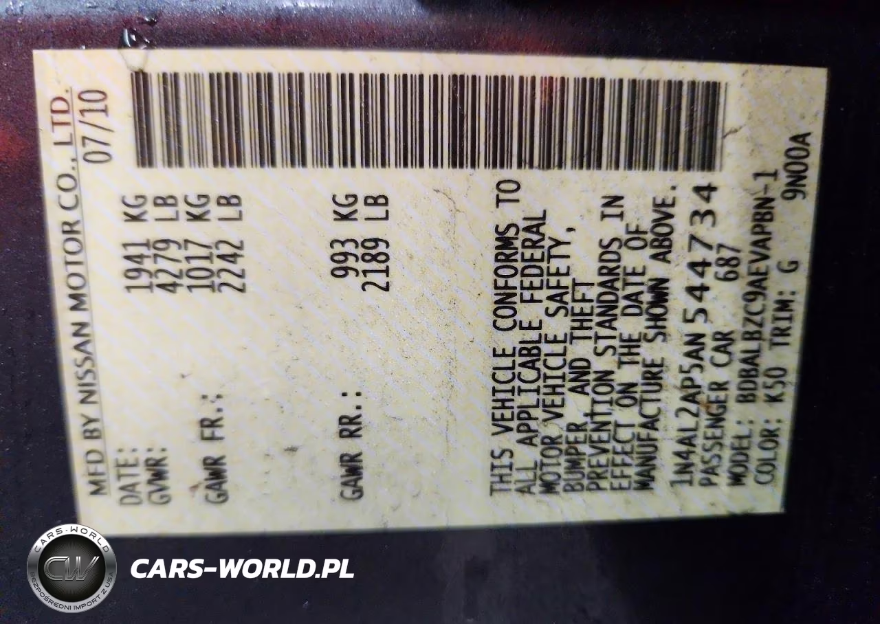 2010 Nissan Altima 2.5 VIN:1N4AL2AP5AN544734 - 12