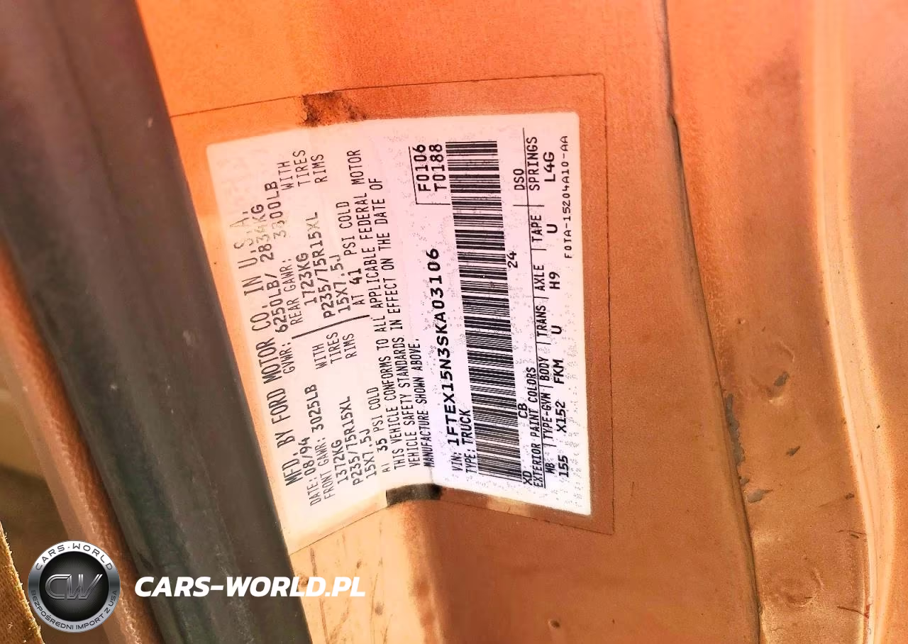 1995 Ford F150 VIN:1FTEX15N3SKA03106 - 12
