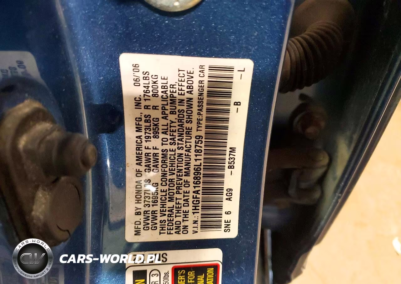 2006 Honda Civic Ex VIN:1HGFA16896L118759 - 12