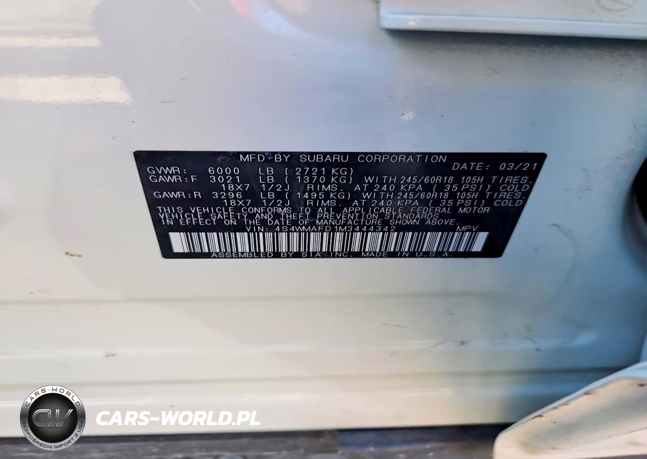 2021 Subaru Ascent VIN:4S4WMAFD1M3444342 - 13