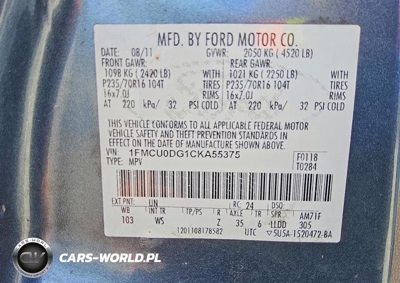2012 Ford Escape Xlt VIN:1FMCU0DG1CKA55375 - 12