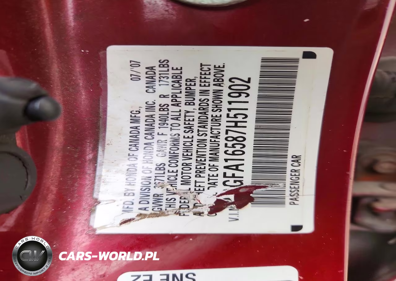 2007 Honda Civic Lx VIN:2HGFA16587H511902 - 12