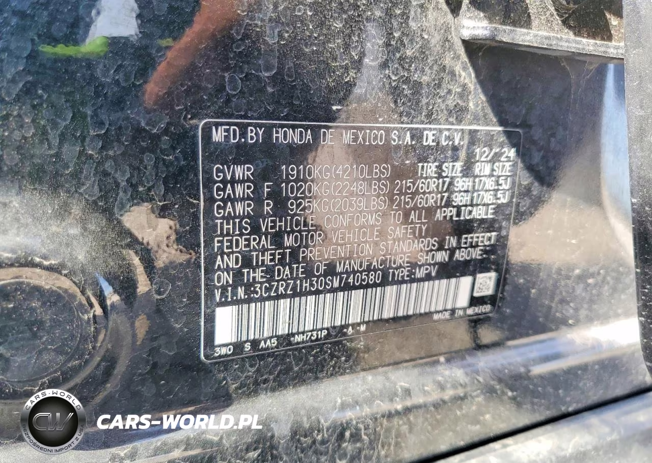 2025 Honda Hr-V Lx VIN:3CZRZ1H30SM740580 - 13