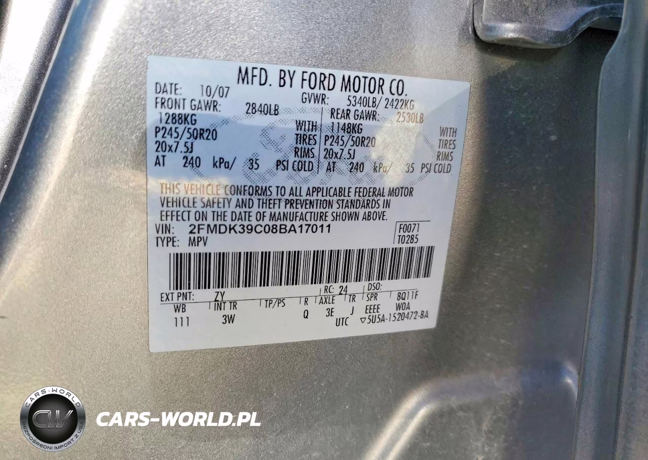 2008 Ford Edge Limited VIN:2FMDK39C08BA17011 - 13