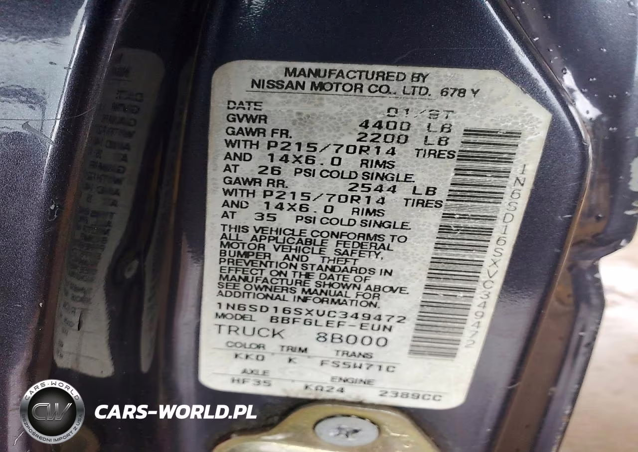 1997 Nissan Truck Xe VIN:1N6SD16SXVC349472 - 12