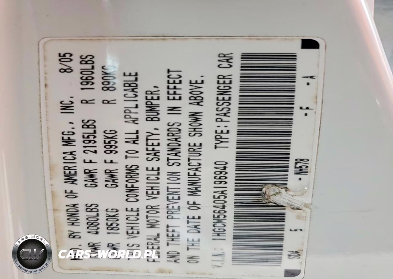 2005 Honda Accord Lx VIN:1HGCM56405A196940 - 12