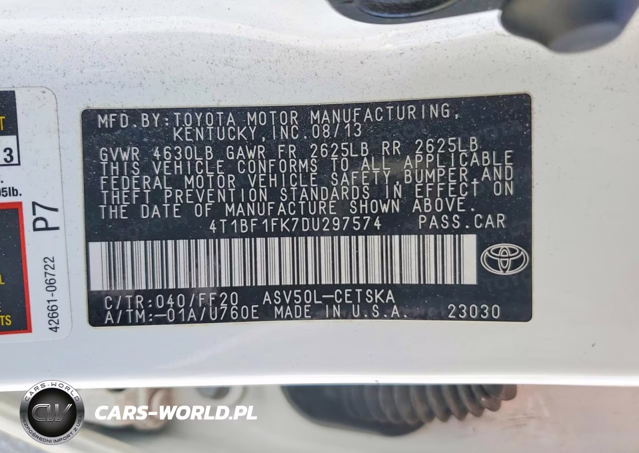 2013 Toyota Camry Se VIN:4T1BF1FK7DU297574 - 12