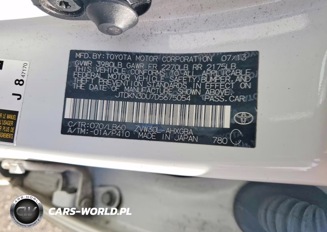 2013 Toyota Prius Base VIN:JTDKN3DU7D5675054 - 12