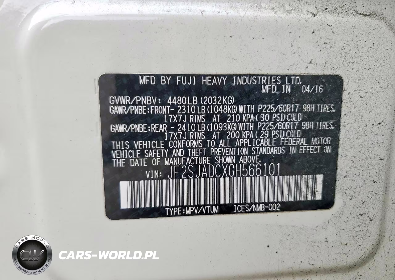 2016 Subaru Forester 2.5I Premium VIN:JF2SJADCXGH566101 - 12
