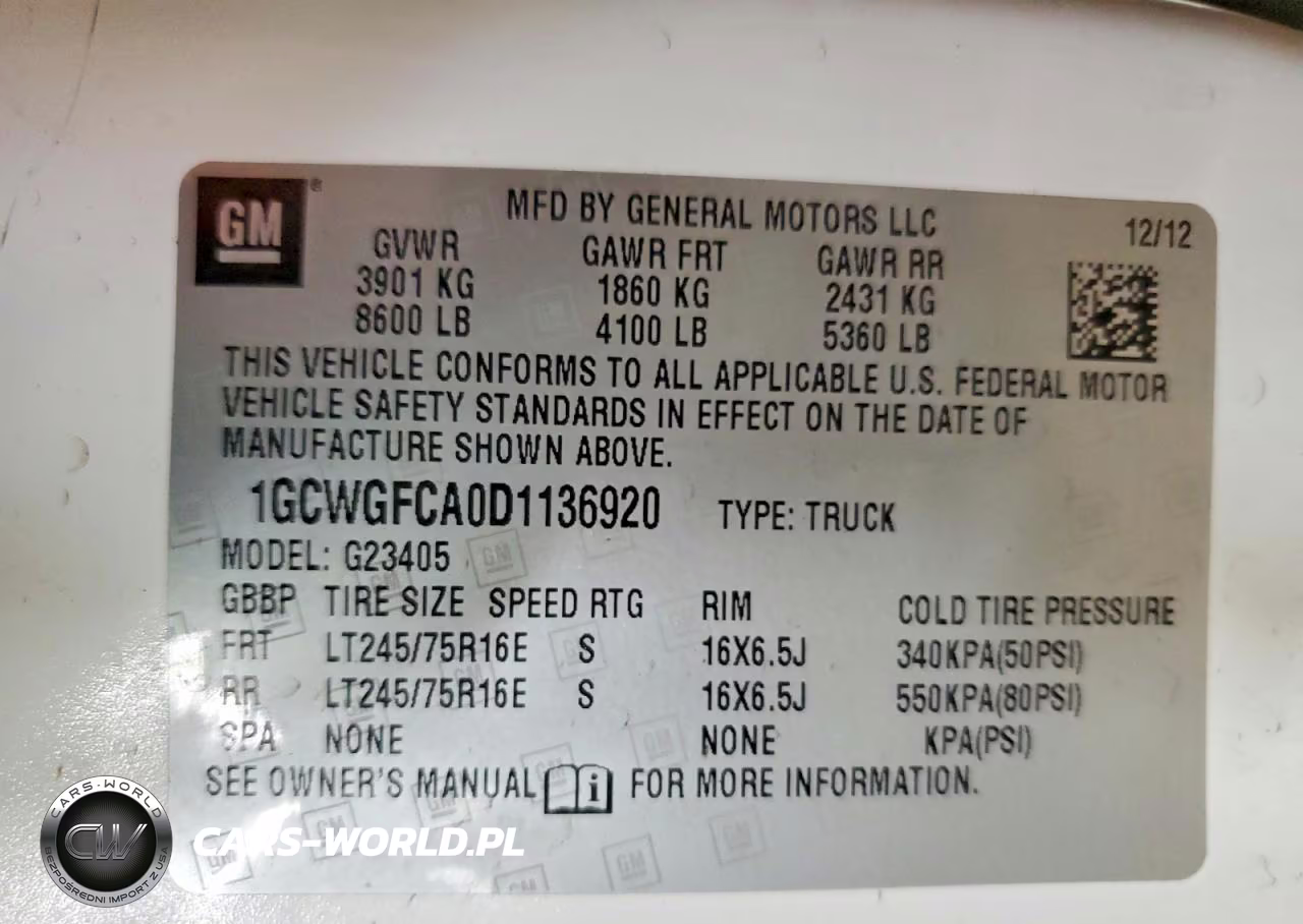 2013 Chev Express G2500 VIN:1GCWGFCA0D1136920 - 12