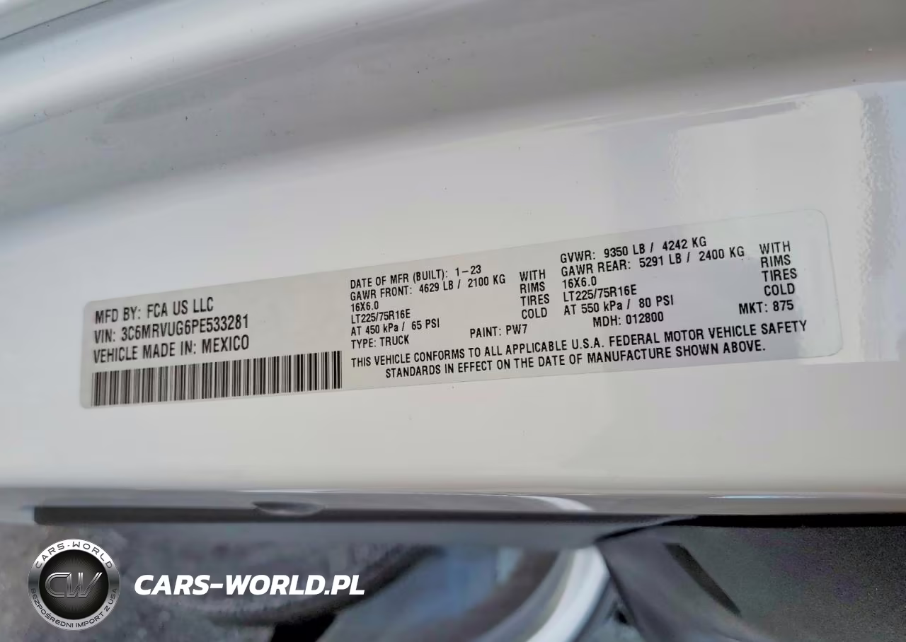 2023 Ram Promaster 3500 3500 High VIN:3C6MRVUG6PE533281 - 12