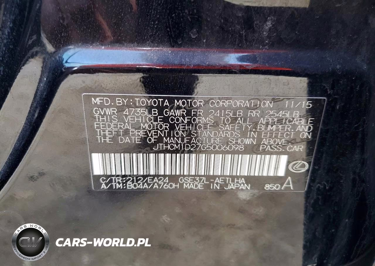 2016 Lexus Is 300 Base VIN:JTHCM1D27G5006098 - 12