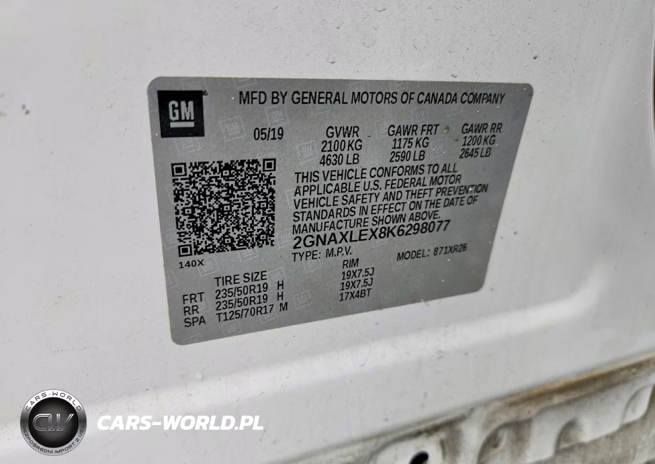 2019 Chevrolet Equinox Lt VIN:2GNAXLEX8K6298077 - 13